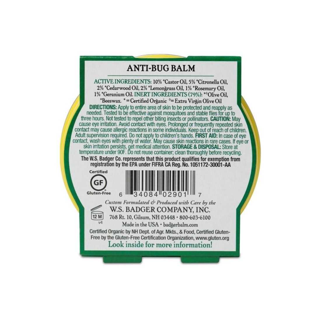 BadgerBug Repellent Organic DeetFree Mosquito Repellent with Citronella Lemongrass Easy to Use Travel Size Camping Essential Family Friendly Insect Repellent Balm 2 oz Tin 2 Pack