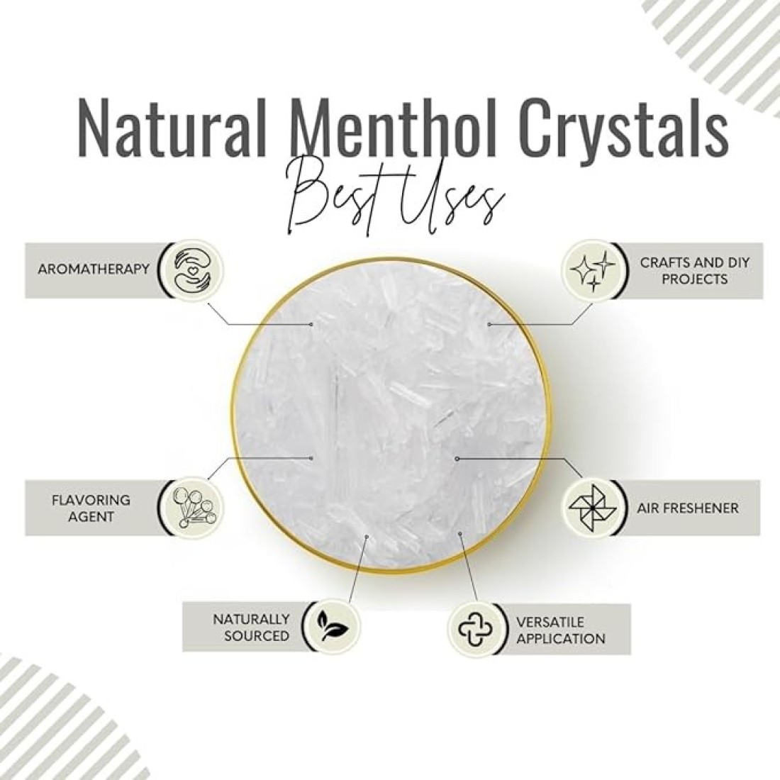 AWAFI MILL Menthol Crystal - Pure and Refreshing Crystals for Aromatherapy (Bottle of 50 gram / 1.7 Oz)