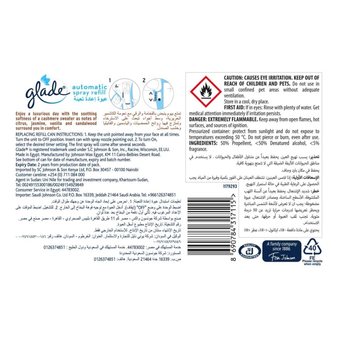 Glade Automatic Spray Refill Cashmere Woods Air Freshener 269ml