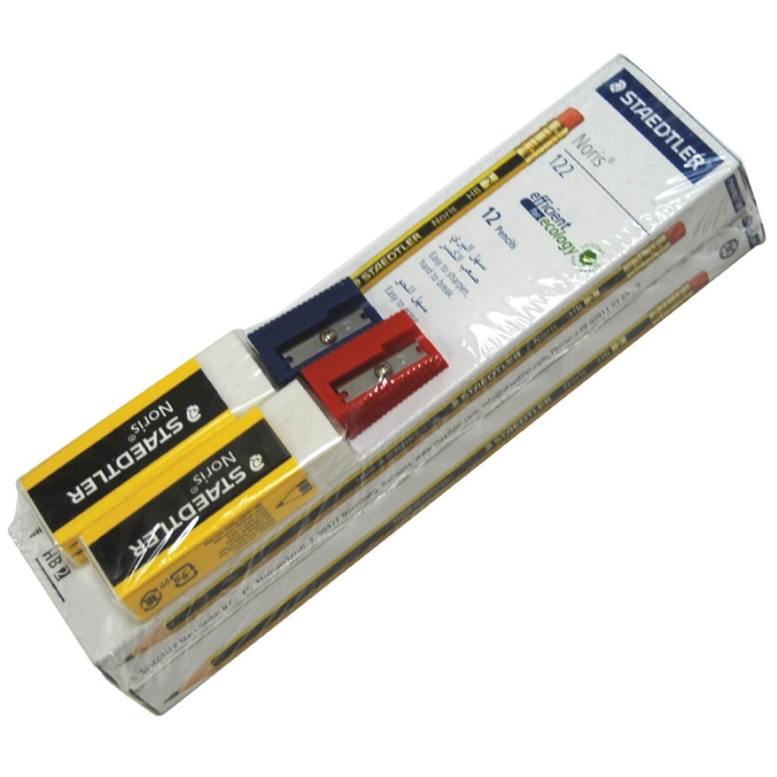 Staedtler Noris HB Pencils 2 PCS and Eraser 526N20 2 PCS with Sharpener 510-50 2 PCS