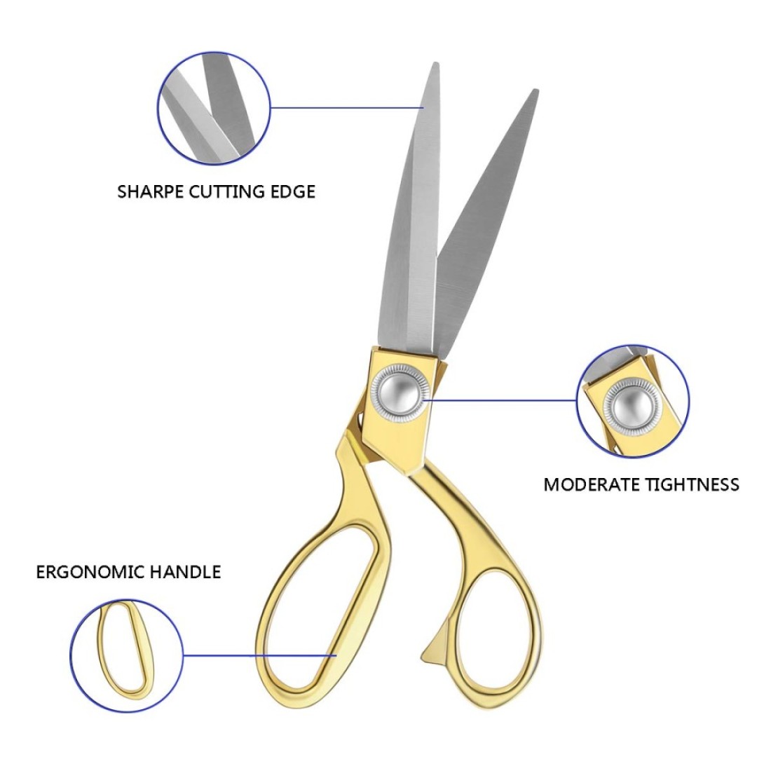 Wild Bold Scissors All Purpose 8Gold Fabric Scissors Professional Heavy Duty Sewing Scissors with Ultra Sharp Stainless Steel Blade Shears Left Handed Scissors For Office Fiskars Craft Scissors