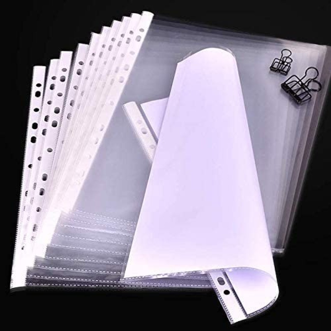 Generic Divine A4 File Organizer Clear Plastic Punched Pockets Document Folders (100 Pieces)