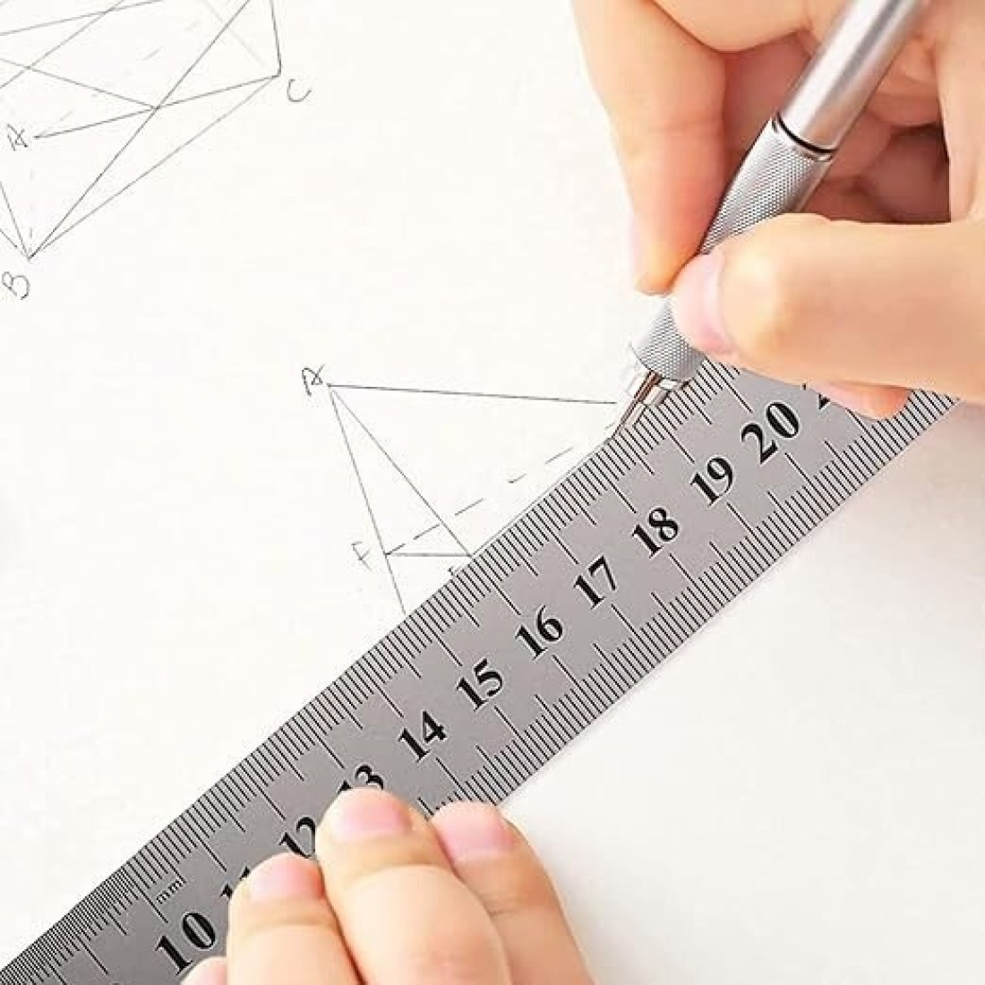 CRAFT MAGIC Heavy Duty Stainless Steel Ruler Set &ndash; 12 Inch (30 CM) Metal Rulers Pack of 2 Perfect Straight Edge for Precise and Accurate Measurements