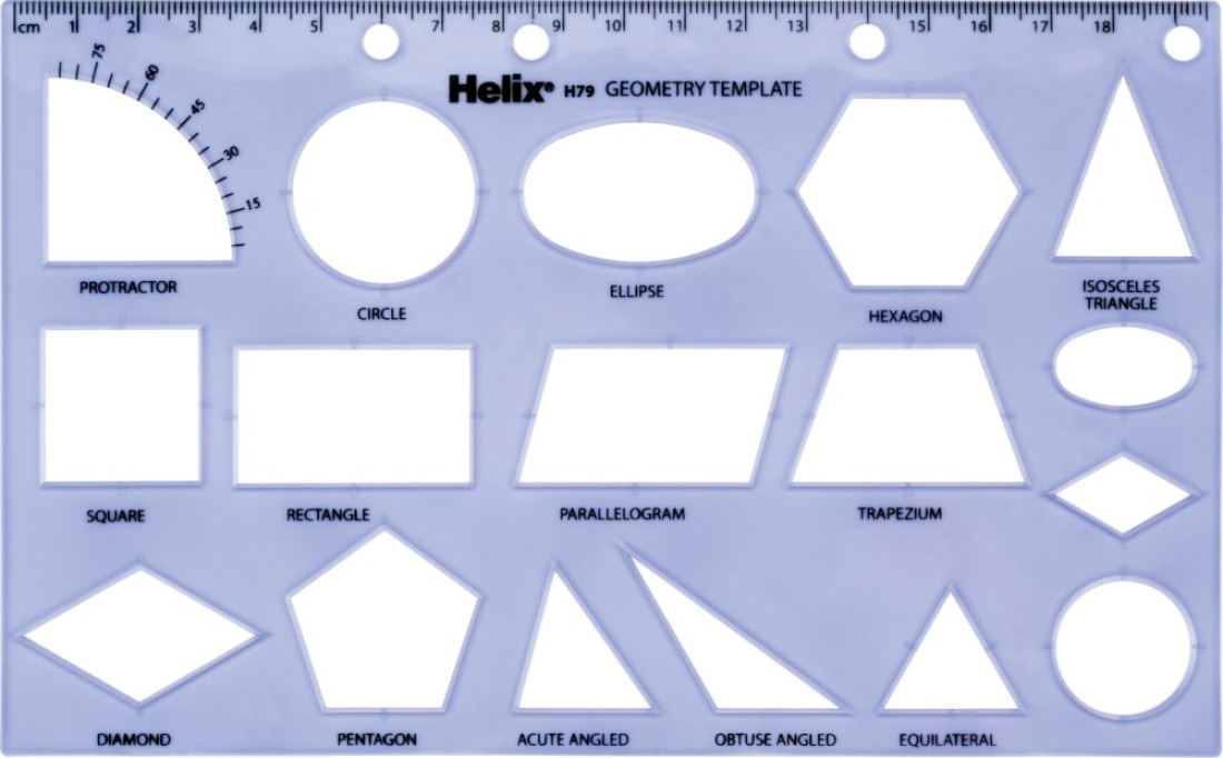 Maped Helix USA Geometry Shapes Drawing Template 17 Shapes Educational Tool Enhances Precision Ideal for Drafting Design 20cm Ruler