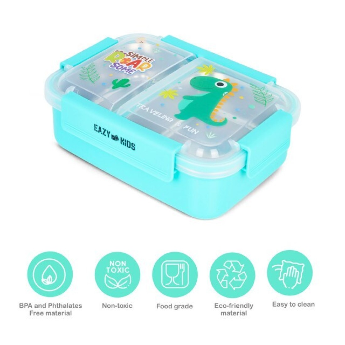 Eazy Kids Lunch Box - Dinosaur Green