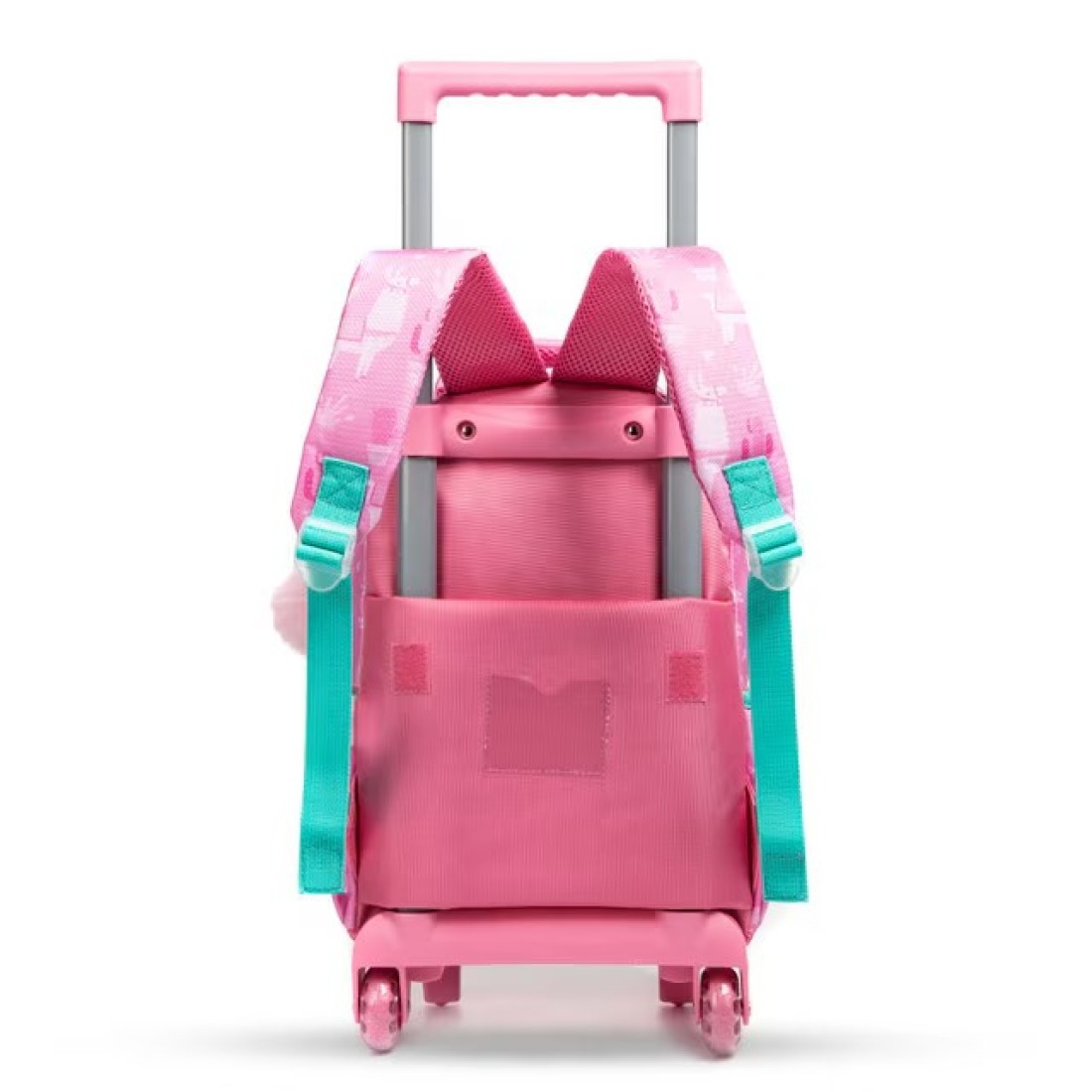 Eazy Kids 16&quot; Set of 3 Trolley School Bag with Lunch Bag and Pencil Case Lama - Pink