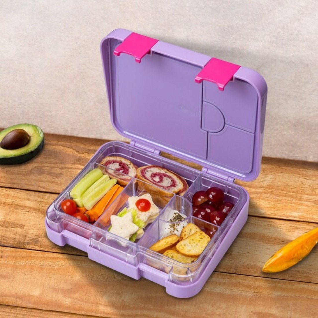 Eazy Kids 5 &amp; 4 Convertible Bento Lunch Box wt Sandwich Cutter Set - Gamer Girl