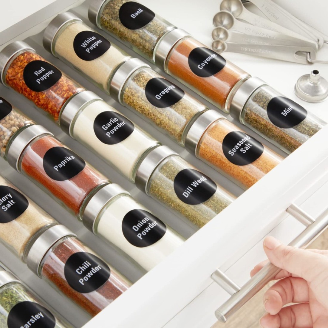 Talented Kitchen 144 Spice Jar Labels Round 15 Inch Preprinted Chalkboard Stickers for Spice Containers Water Resistant