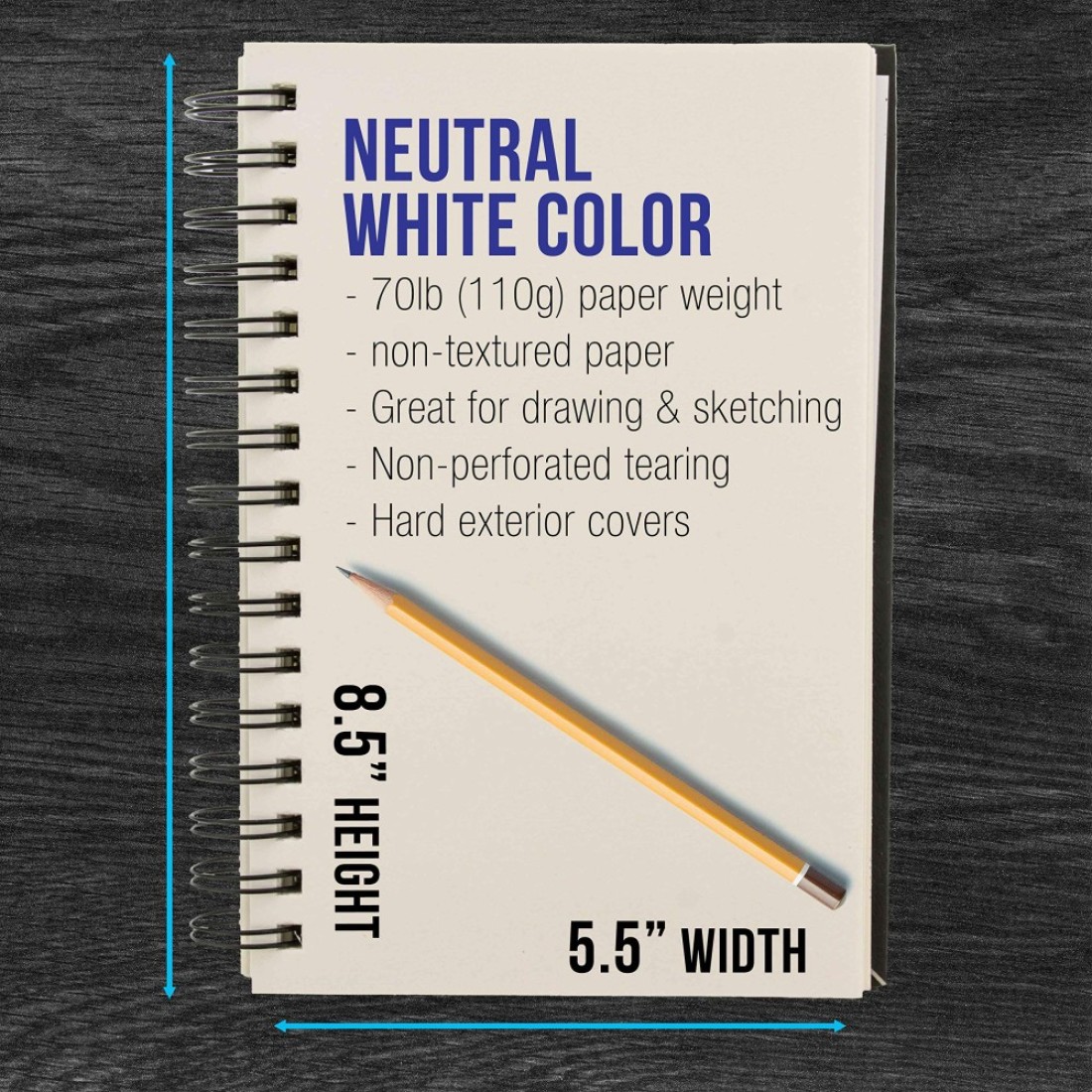 US Art Supply 55 x 85 Premium Hardbound Sketch Book Pack of 2 80 Sheets Each 70 lb 110gsm Hardcover Spiral Bound Artist Field Sketch Pad AcidFree Drawing Paper Kids Adults Students