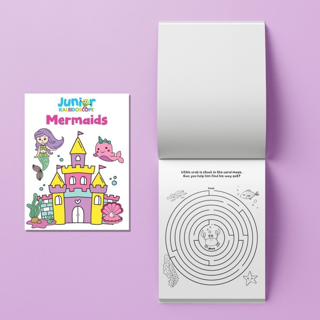 Hinkler Jr Kaleidoscope Colouring Kit &ndash; Mermaids Edition includes a 64-page colouring book with 5 pastel markers and 50 fun stickers, Magical Colouring Fun for Kids, Perfect Gift for Creative Play