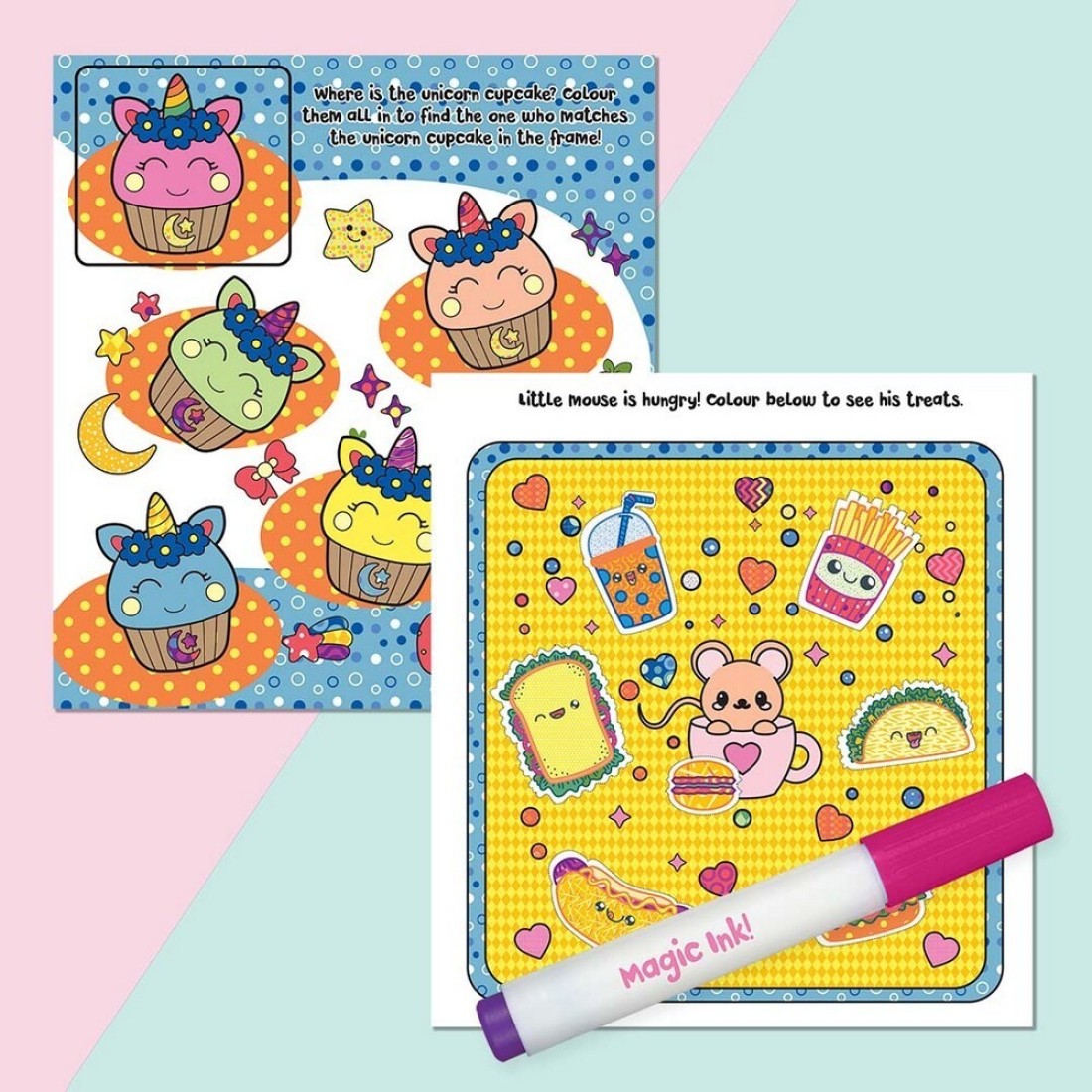 Hinkler Inkredibles Kawaii Magic Ink Pictures , Fun Mess-Free Colouring Kit, Kawaii-Themed Designs, Magic Ink Pen for Water Reveal Art, No-Mess Art Activity, Perfect Gift for Creative Play