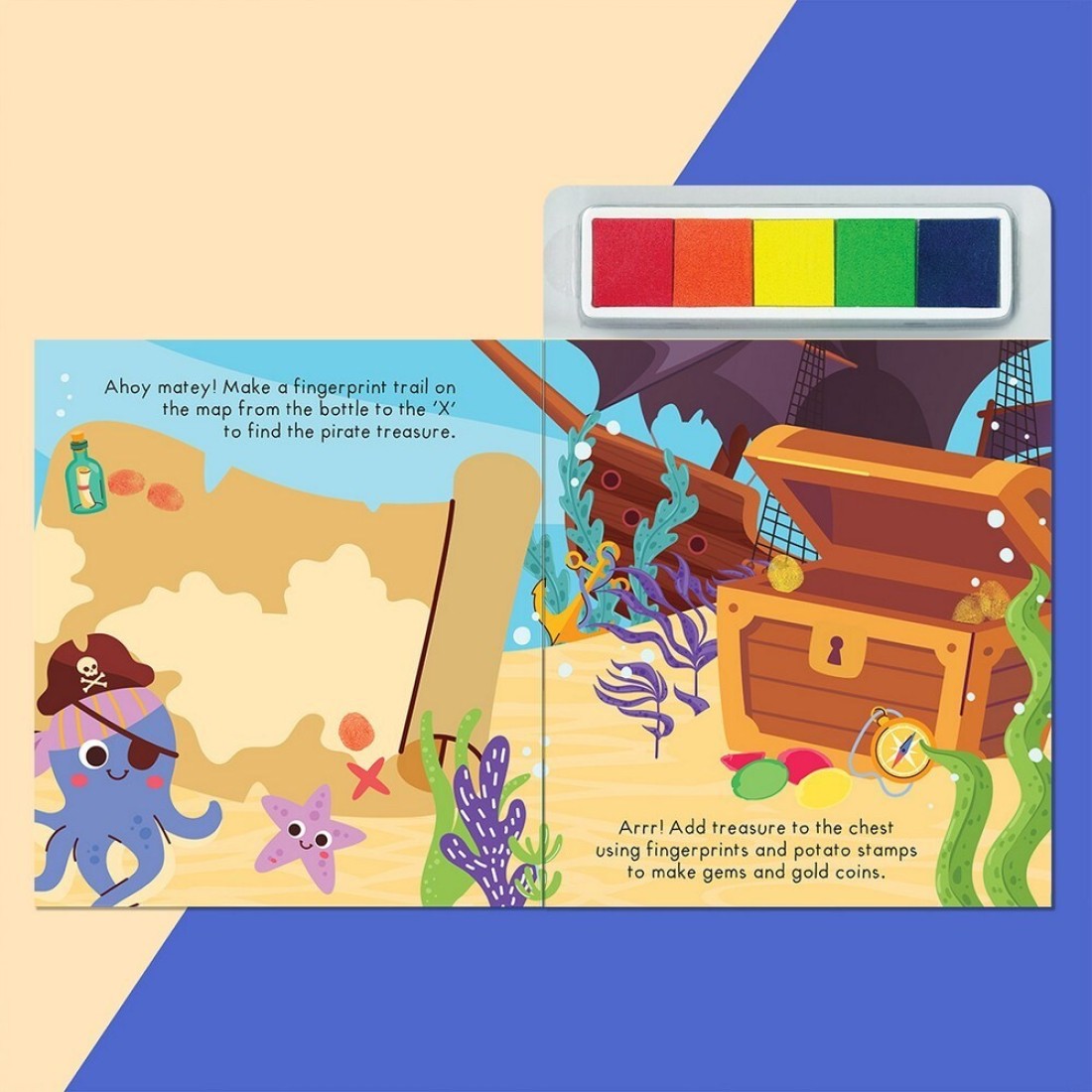 Hinkler Under The Sea Finger Prints - DIY Fingerprint Art Kit for Kids includes 48-page book of colouring and activity and 5 finger paints.
