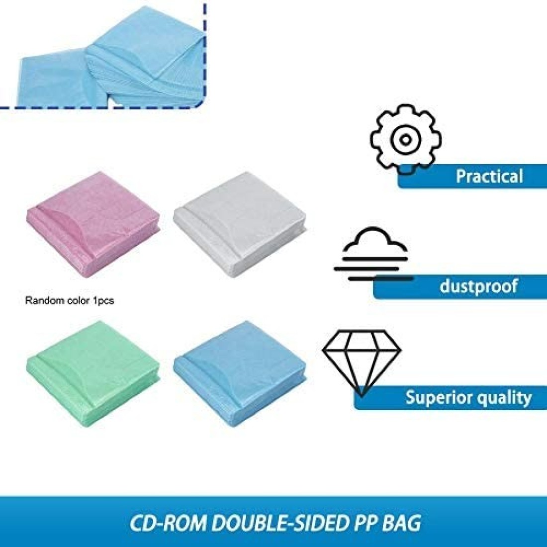 Generic 100Pcs Cd Dvd Double Sided Cover Storage Case Pp Bag Sleeve Envelope Provide Storage &amp; Protection For Your Cd &amp; Dvd, Random