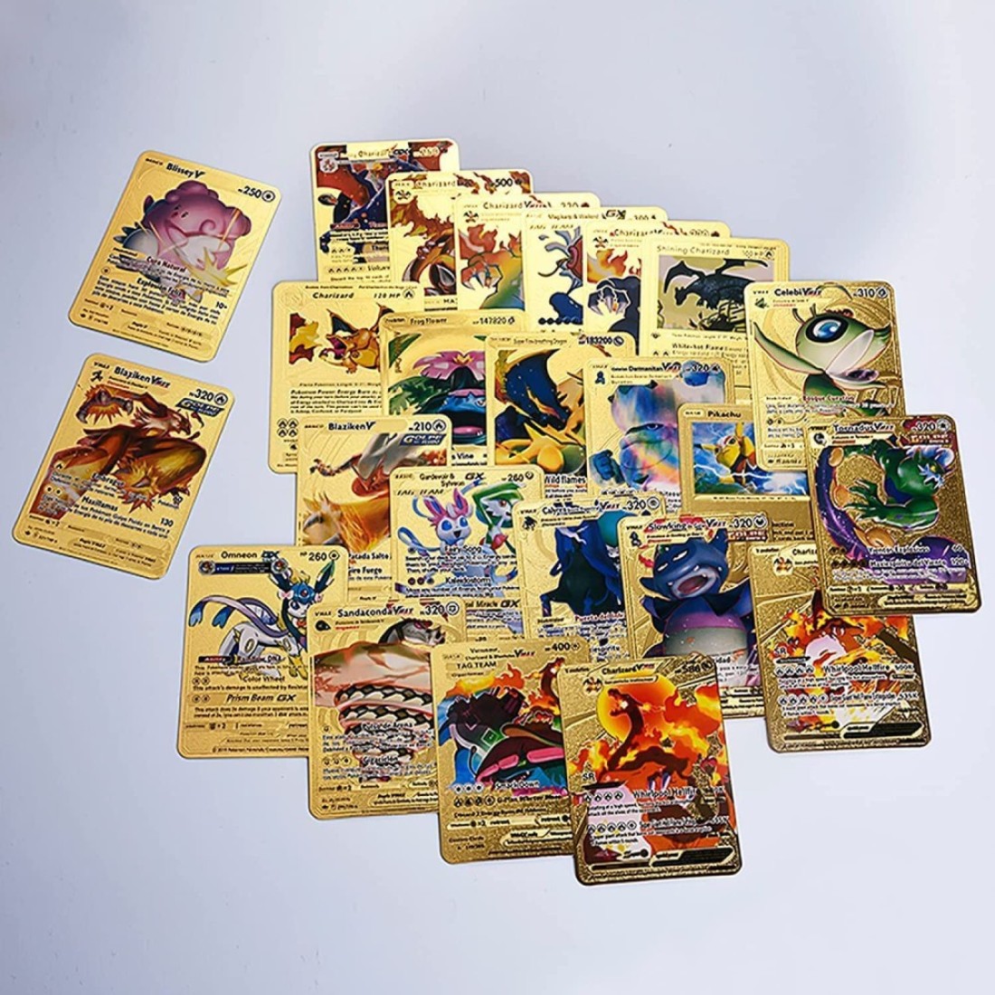 55 PCS TCG Deck Box Gold Foil Card Assorted Pokemon Cards