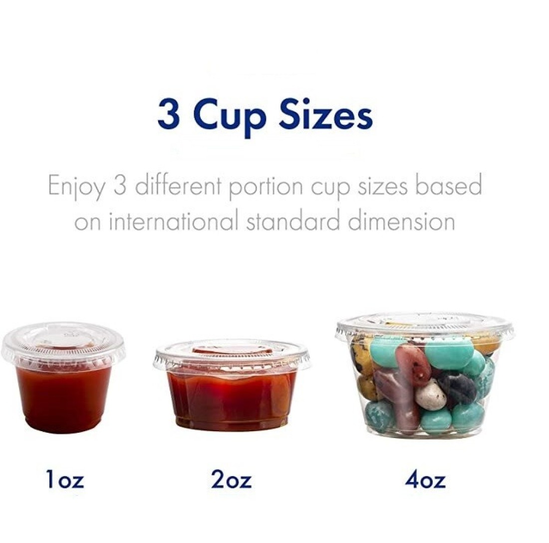 Yesocea [100 Pack] 4 Oz. Clear Plastic Disposable Portion Cups With Lids Sampling Cups, Portion Control Cups, Slime Container