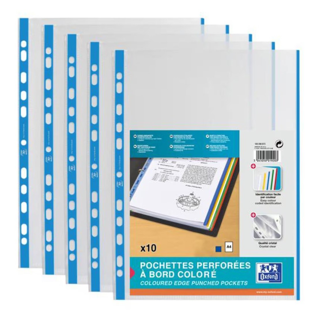 Elba Edge Coloured Punched Bag Assorted A4 10 Pockets