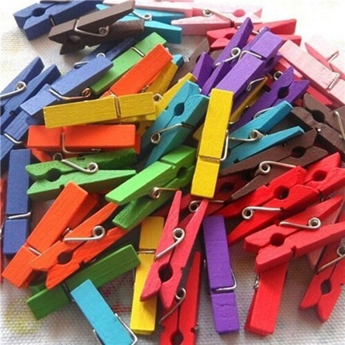 lavish 50 Pcs/lot Mini Wooden Craft Pegs Clothes Paper Photo Hanging Spring Clips Clothespins For Message Cards 30mm Random Color