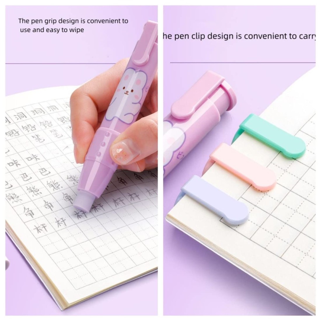 Cute Pencil Creative Stationery Retractable Rubber Stick Erasers for Kids Creative Cartoon Pattern Cute Erasers Kawaii School Supply School Office Prize Stationary 4 PCS