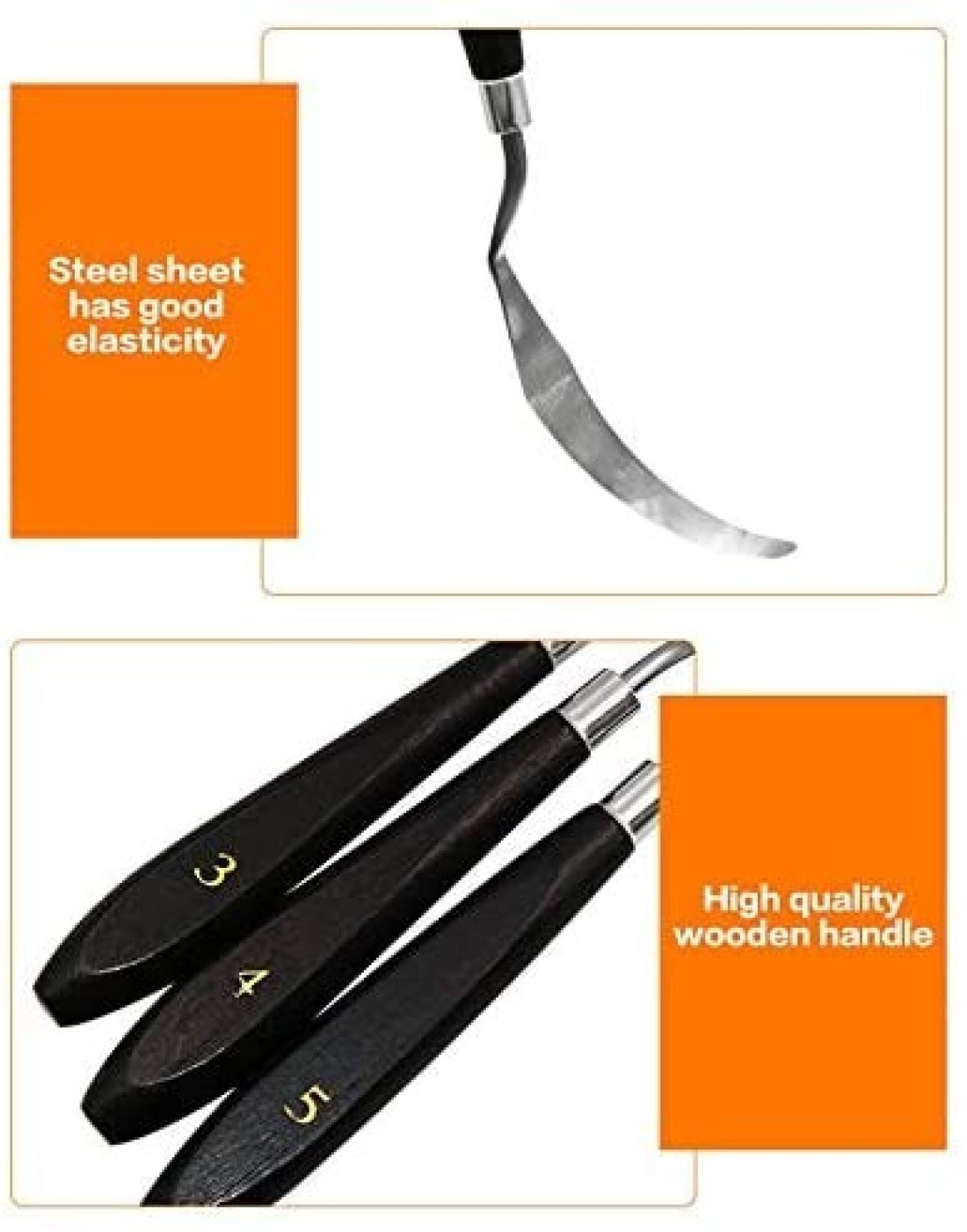 Generic 5Pcs Painting Knife Set Palette Knife Stainless Steel Spatula Kit For Artist Canvas Oil Paint Color Mixing Painting Tool Set-Black