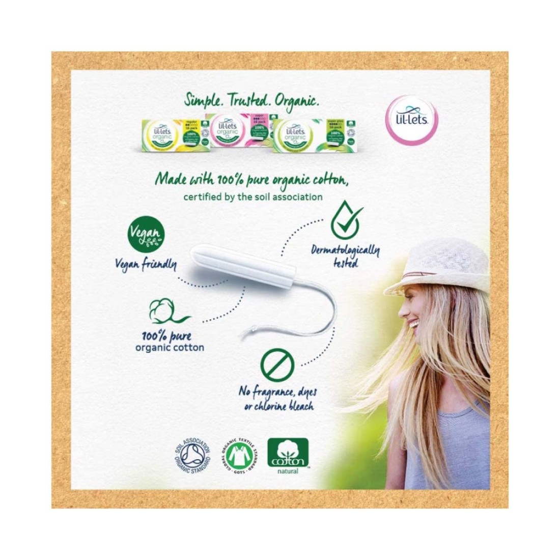 Lil-Lets Organic Non-Applicator Super Plus White 16 Tampons