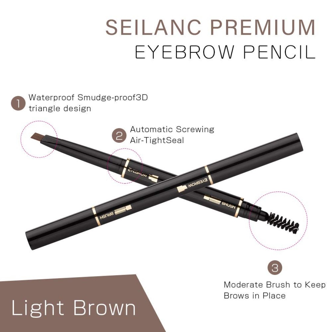 Eyebrow Pencil 2 Packs Waterproof SmudgeProof Brow Pencil with Brow Brush Automatic Eye Brow Makeup Kit Light Brown1