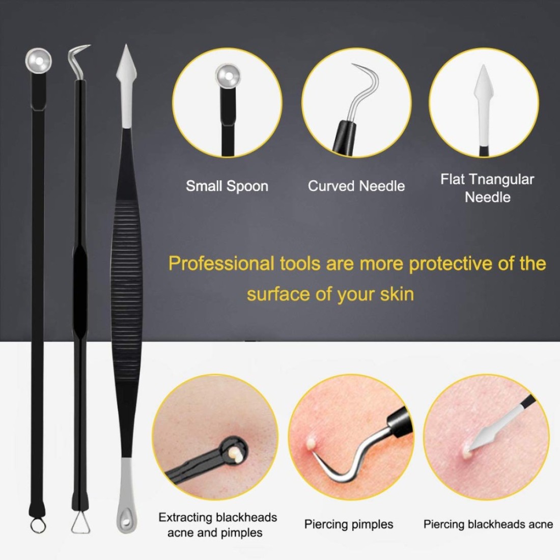 Pimple Popper Tool Kit Boxoyx 10 Pcs Blackhead Remover Comedone Extractor Kit with Box for Quick and Easy Removal of Pimples Blackheads Zit Removing ForeheadFacial and Nose Black