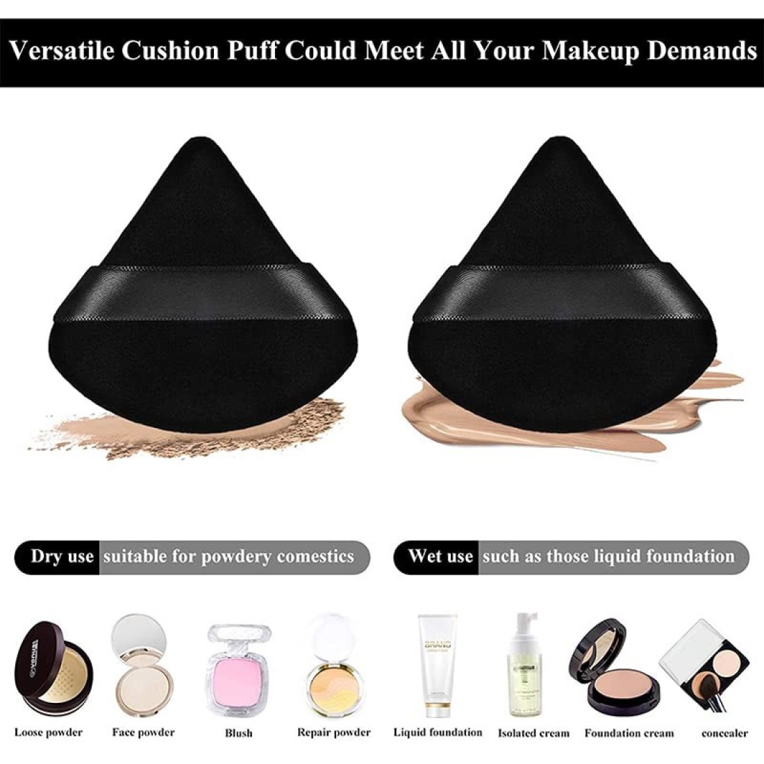 55 Powder Puff Makeup Sponge Blender Beauty Face Triangle Makeup Cosmetic PuffLatextfree Makeup Wedge Foundation Sponge Blender to Make Up ToolsApplicator Sponges black