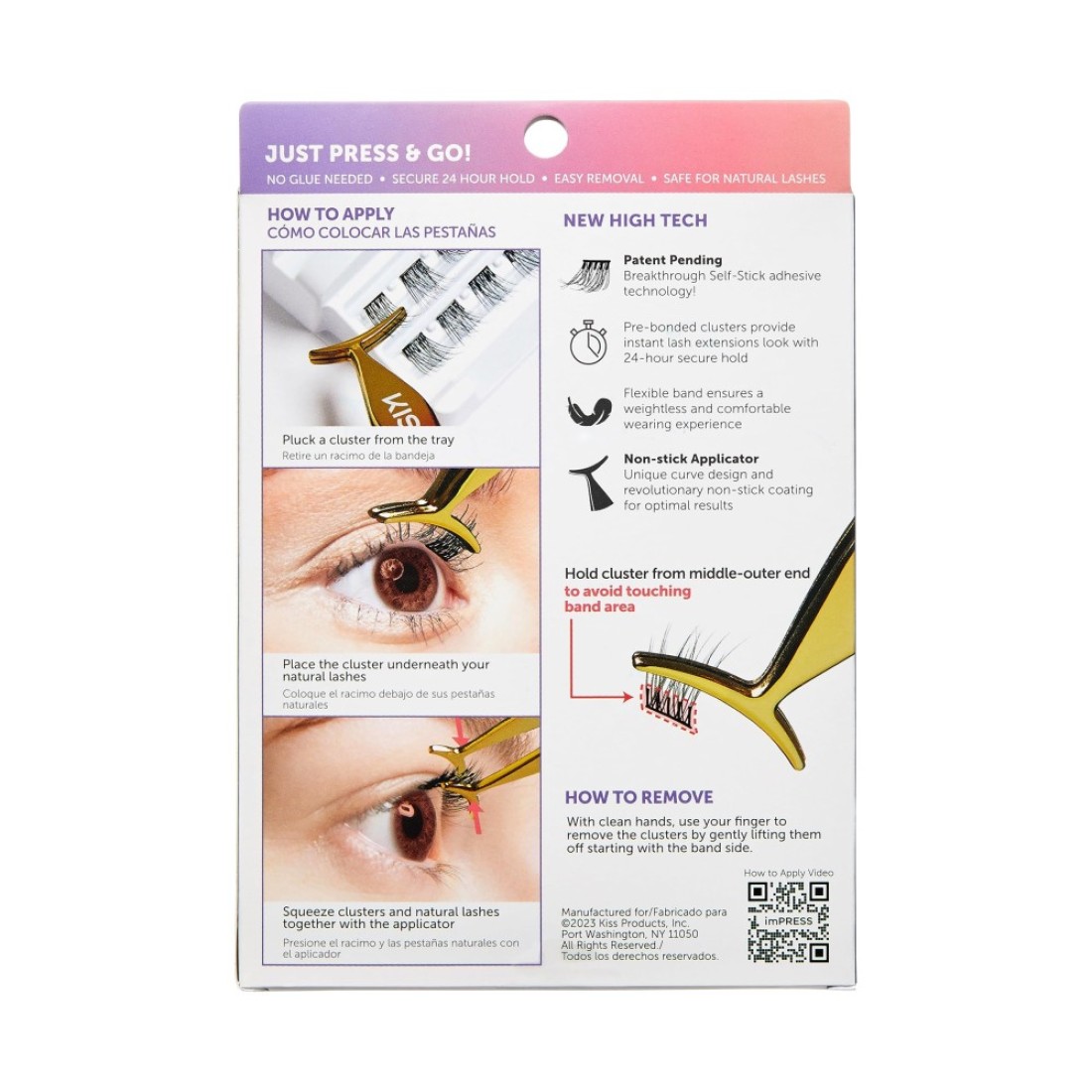 KISS imPRESS Falsies False Eyelashes Lash Clusters Natural 12 mm Includes 20 Clusters 1 applicator Contact Lens Friendly Easy to Apply Reusable Strip Lashes