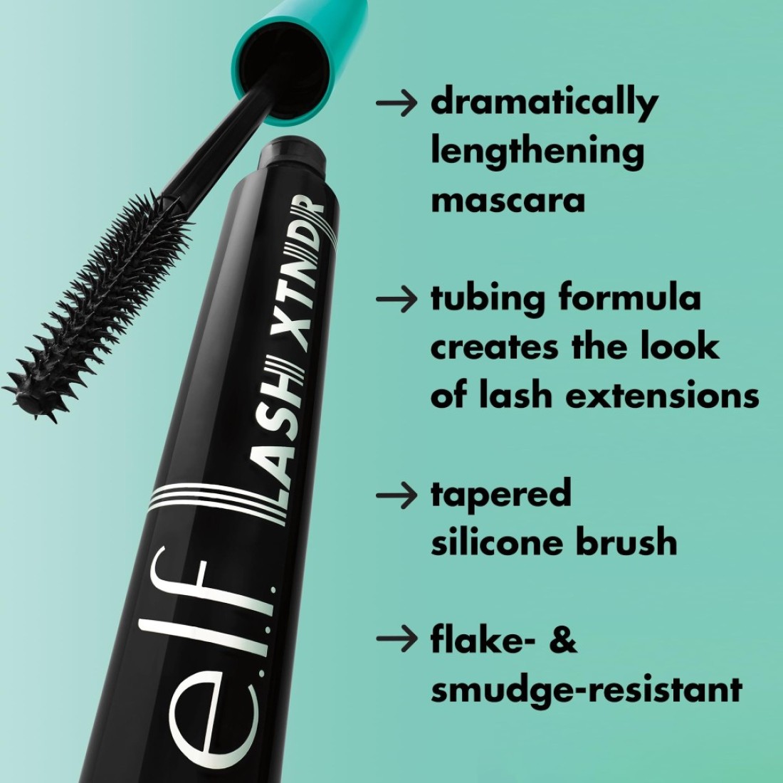 elf Lash XTNDR Mascara Made With Tubing Technology For The Look Of Lash Extensions Clump Flake Free Vegan CrueltyFree Pitch Black