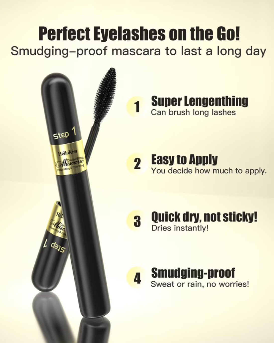 2in1 Vibely Mascara 5X Longer Lengthening And Thickening Mascara Waterproof Black Volume And Lengh Mascara SmudgeProof Non Clumping Long Lasting Eye Makeup