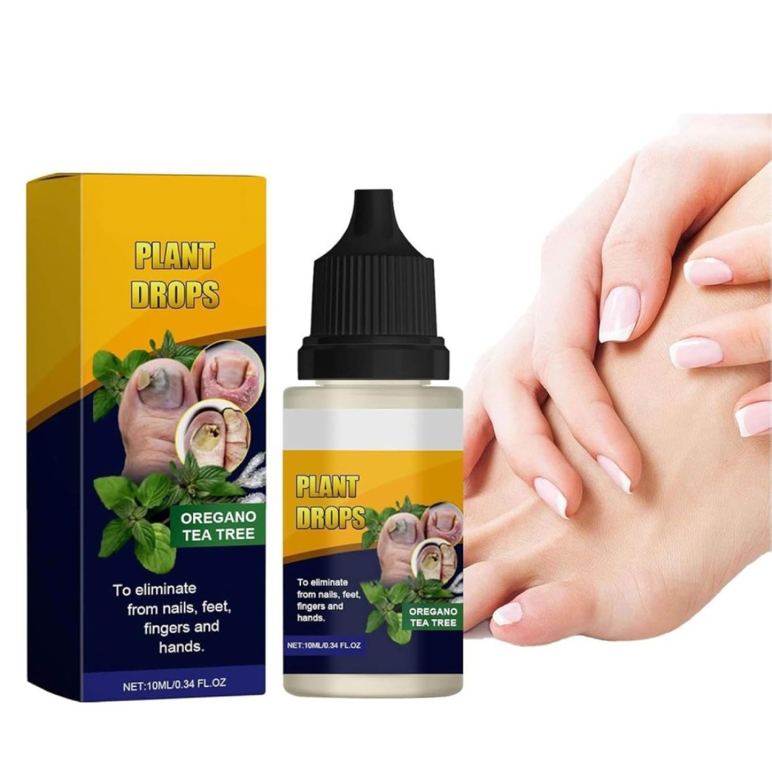 Plant Drops - Plant Drops for Nails Care, Oregano Tea Tree, Tea Tree and Oregano Oil for Toenail 10 ml/0.34 Fl.oz