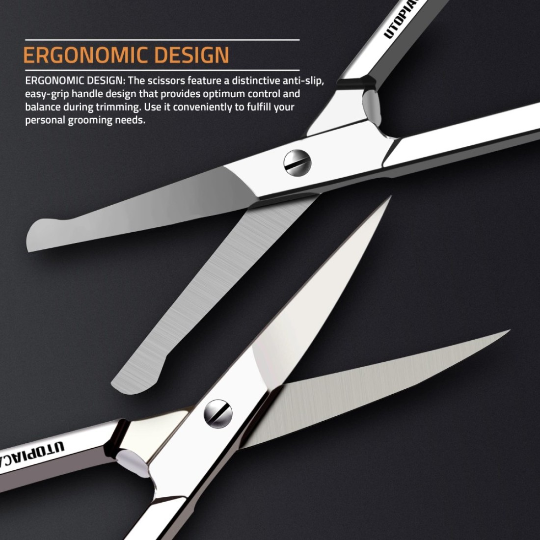 Utopia CareEyebrow Scissors Small Scissors for Men and Women Curved and Rounded Nose Hair Scissors for Grooming Mustache Beard Eyelashes Ear Hair Trimming Professional Stainless Steel Silver