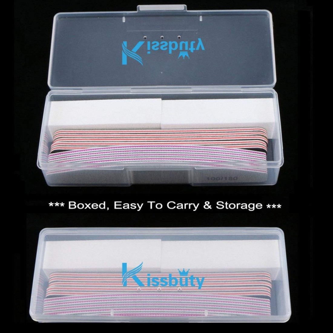 Kissbuty 12PCSBox Mixed Nail File Manicure Pedicure 2pcs White Buffer Block5pcs Emery Board Black5pcs Emery Board White Nail Files