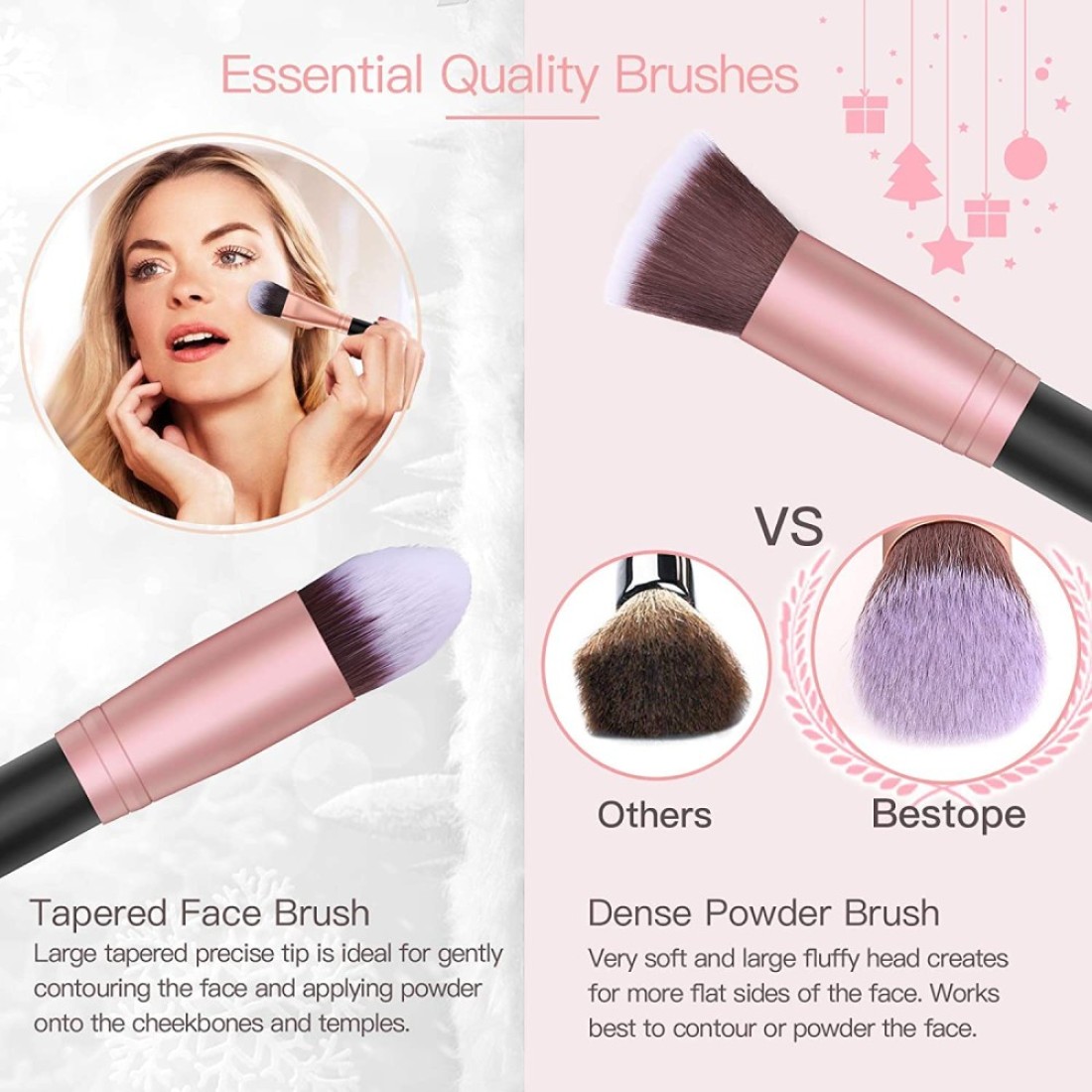 BESTOPE PRO 16Pcs Makeup Brushes Set 4Pcs Beauty Blender Sponge Set and 1 Brush Cleaner Premium Synthetic Foundation Brushes Blending Face Powder Eye Shadows Make Up Brushes Kit Rose Gold