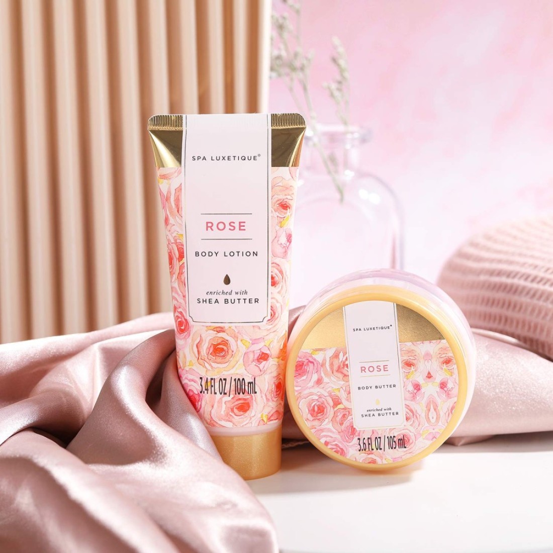 Gift Set For Women Spa Luxetique Bath Sets for Women Gift 8 Pcs Rose Spa Basket Includes Bubble Bath Shower Gel Body Lotion Birthday Spa Gifts Mothers Day Gifts for Mom