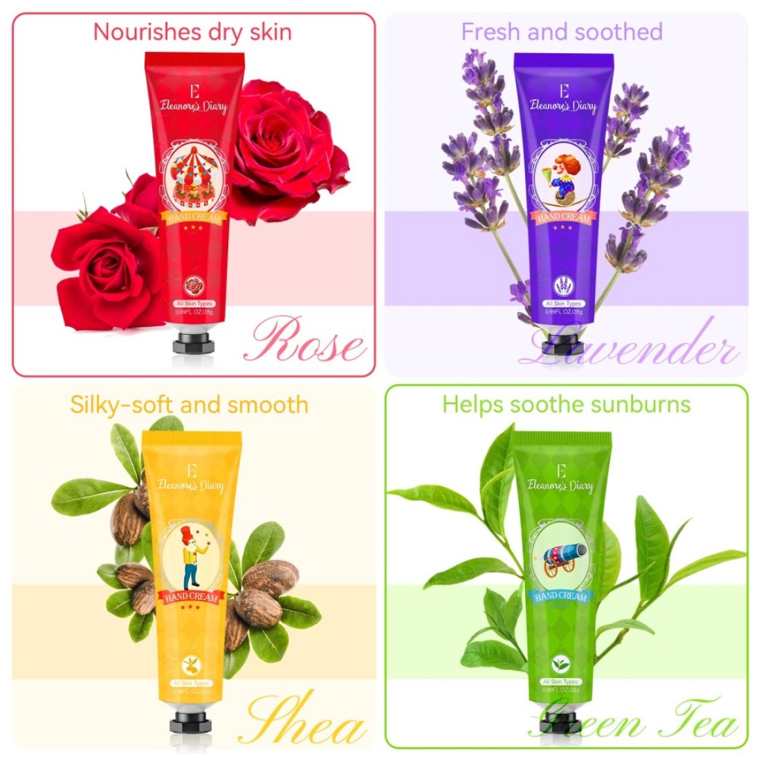 Hand Cream Christmas Gift Set Eleanores Diary 8Pcs Mini Hand Lotion Set Christmas Stocking Stuffers Gifts for Women Mon Girls Travel Size Moisturizing Hand Cream for Dry Skin Xmas Holiday Gifts