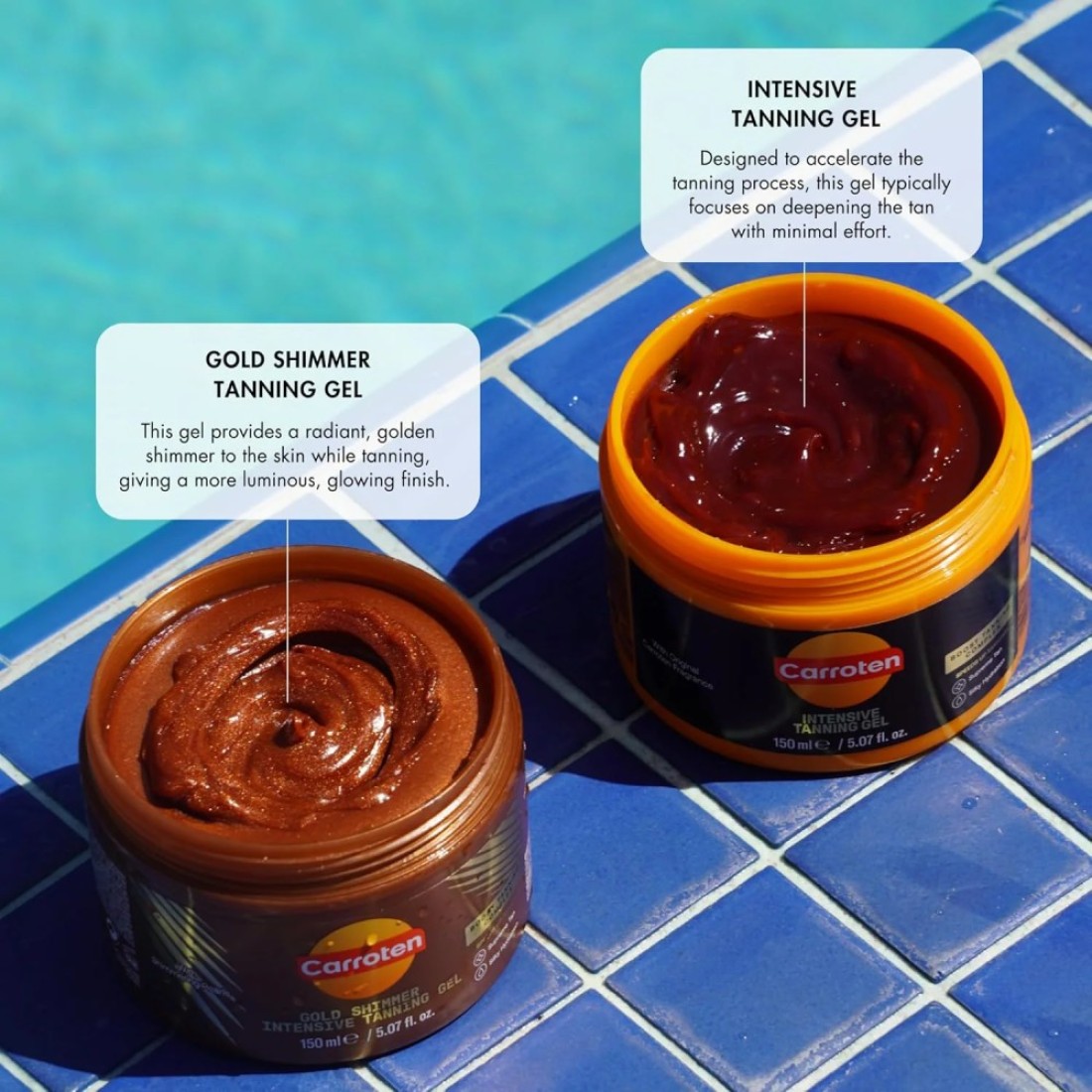 Carroten Gold Shimmer Intensive Tanning Gel SPF0 + Spatula - Shimmering Pearls Accelerates the Tanning Process