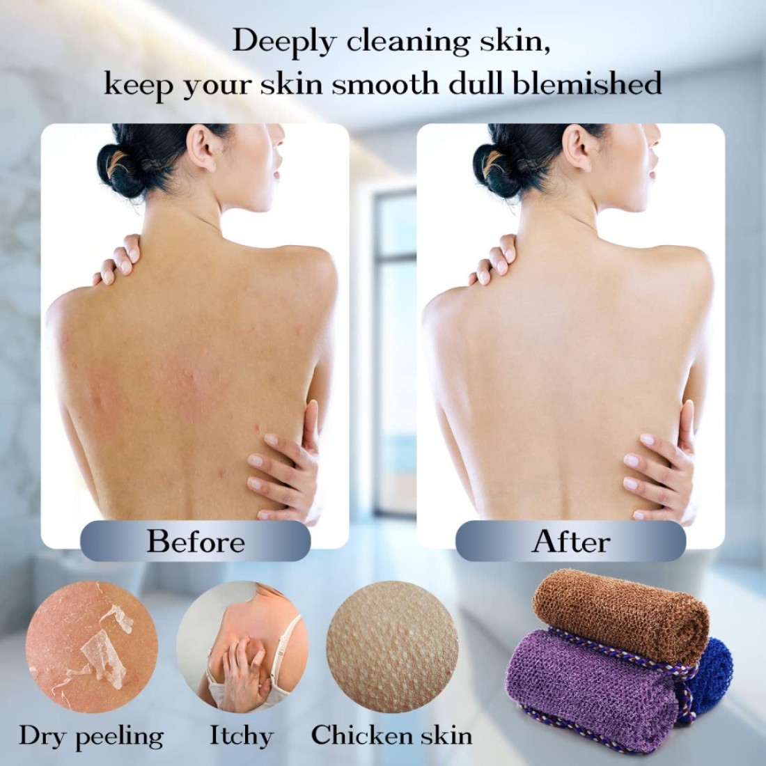3 Pieces African Net Sponge with Handles Long African Exfoliating Net Washcloth Bath Sponge Net Cloth Wash Net Body Back Scrubber for Shower Loofah