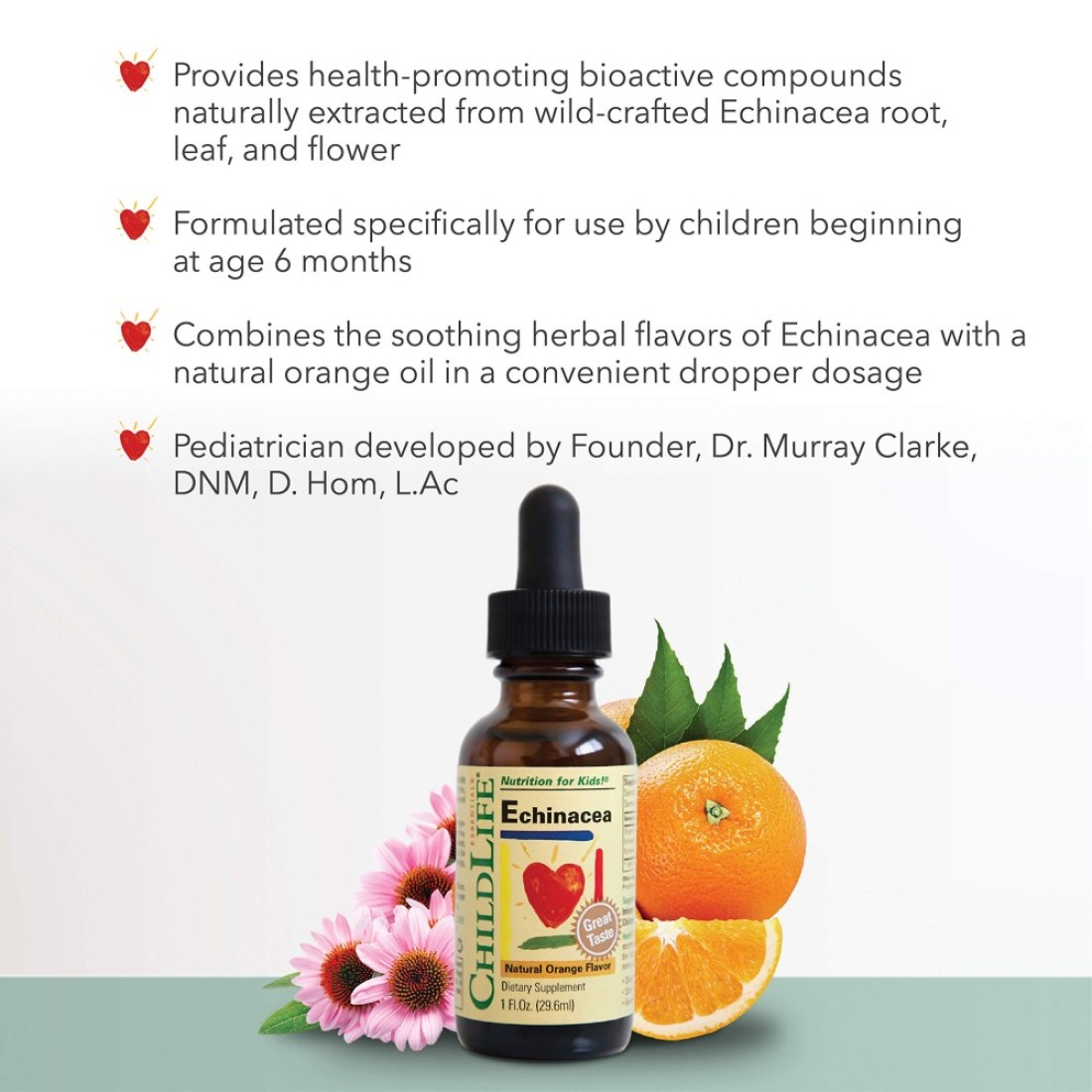 CHILDLIFE ESSENTIALS Echinacea for Kids Kids Echinacea Drops Liquid Echinacea Tincture Alcohol Free Echinacea Liquid Supplement for Babies Toddlers Children Natural Orange 1 Fl Oz Pack of 2