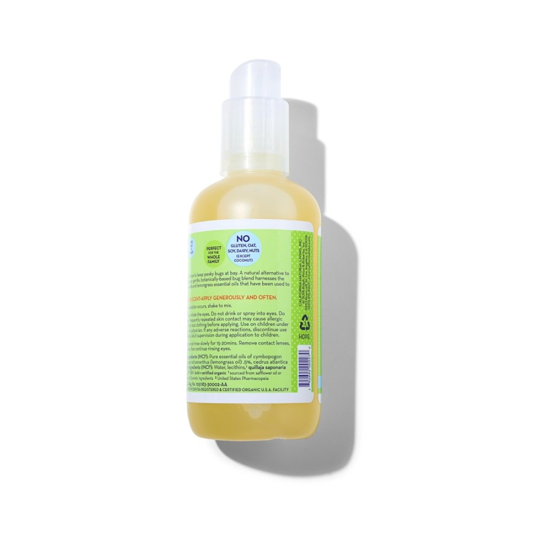 California Baby Natural Bug Repellent Spray Citronella Lemongrass Bug Spray DEETFree Repels Mosquitoes Allergy Friendly Great Smell Baby Adult Insect Repellent Spray 192 mL 65oz