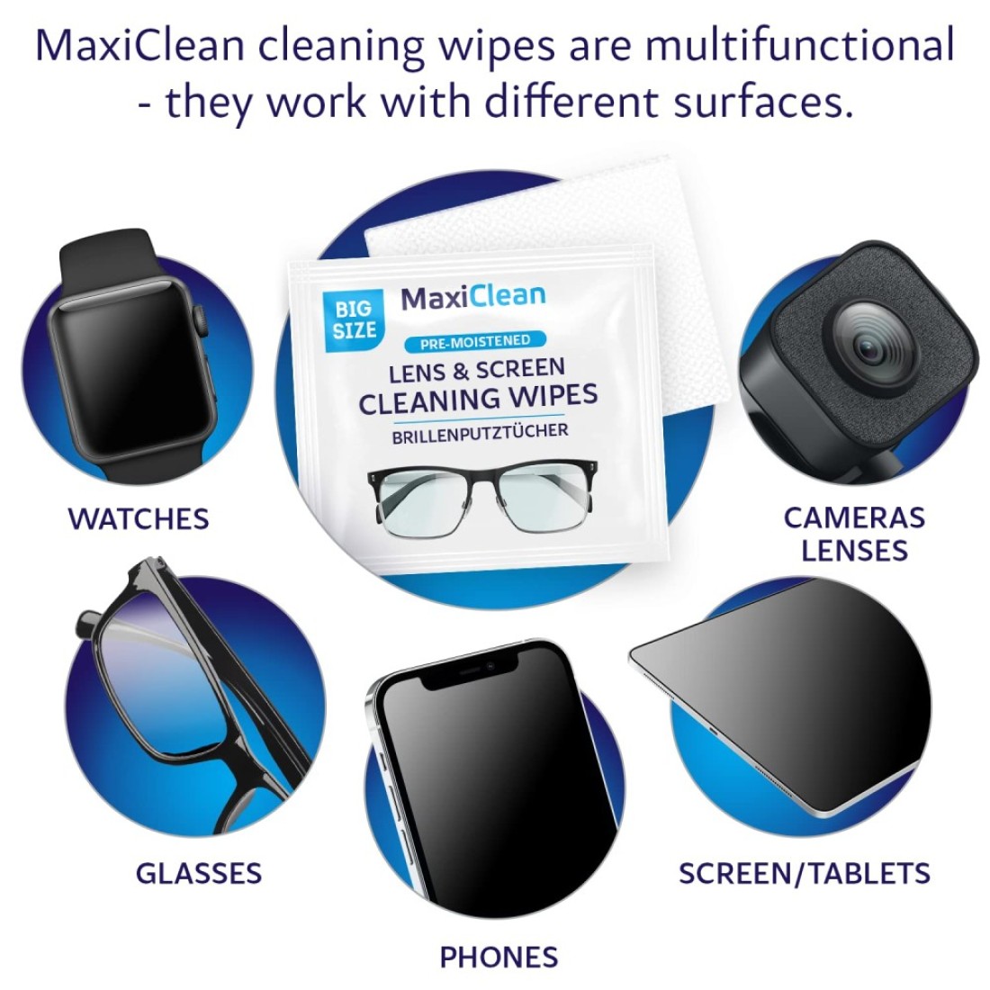 Glasses Wipes Lens Cleaner Lens Wipes for Eyeglasses 400 Premoistened Individually Wrapped Wipes for Eye Glasses Electronics Phone Computer Laptop Screen Camera Lens Cleaner Made in EU