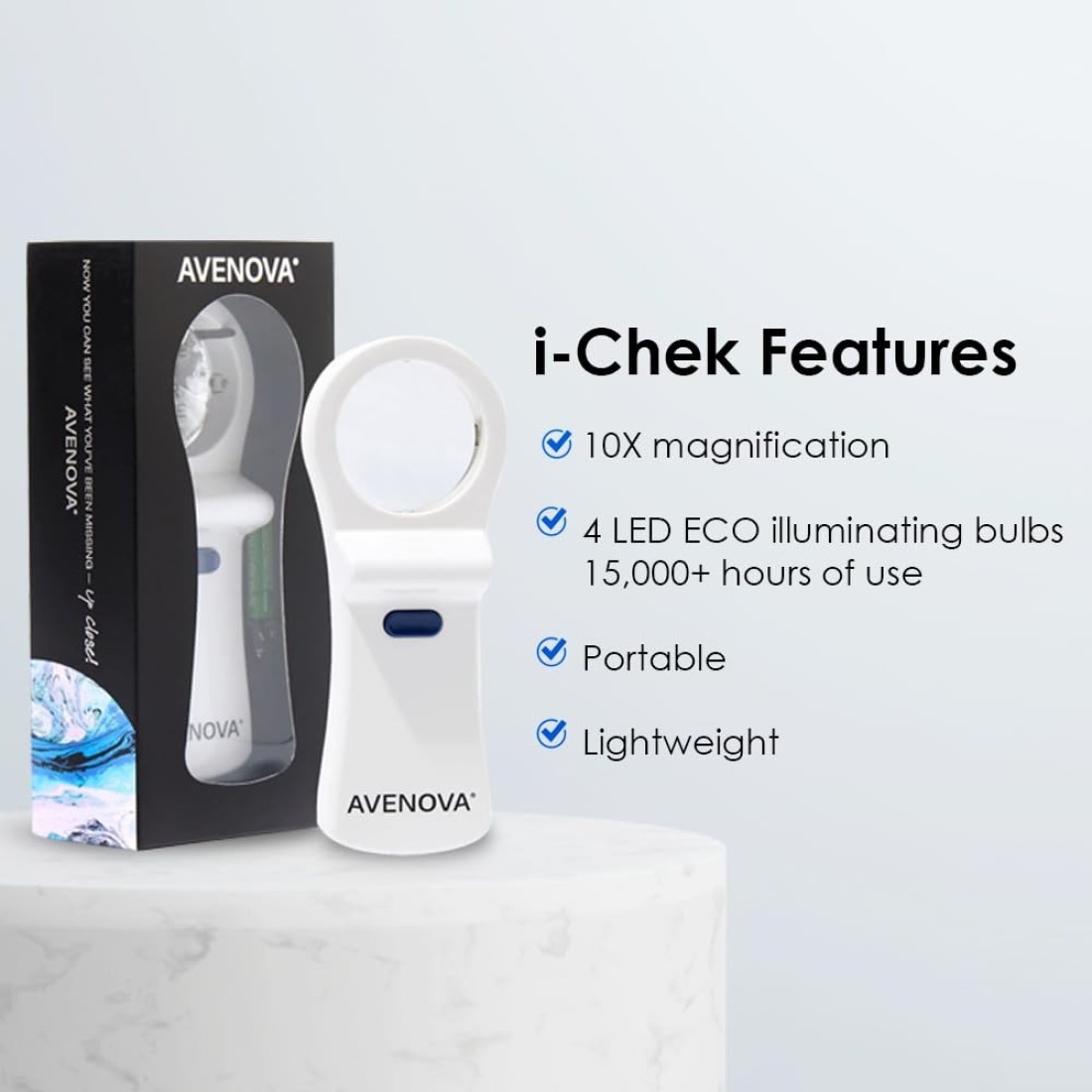 iChek by Avenova An Illuminated Magnifying Eyelid Eyelash Mirror for Blepharitis Chalazion Styes Dry Eyes Contact Lenses and Lash Extensions