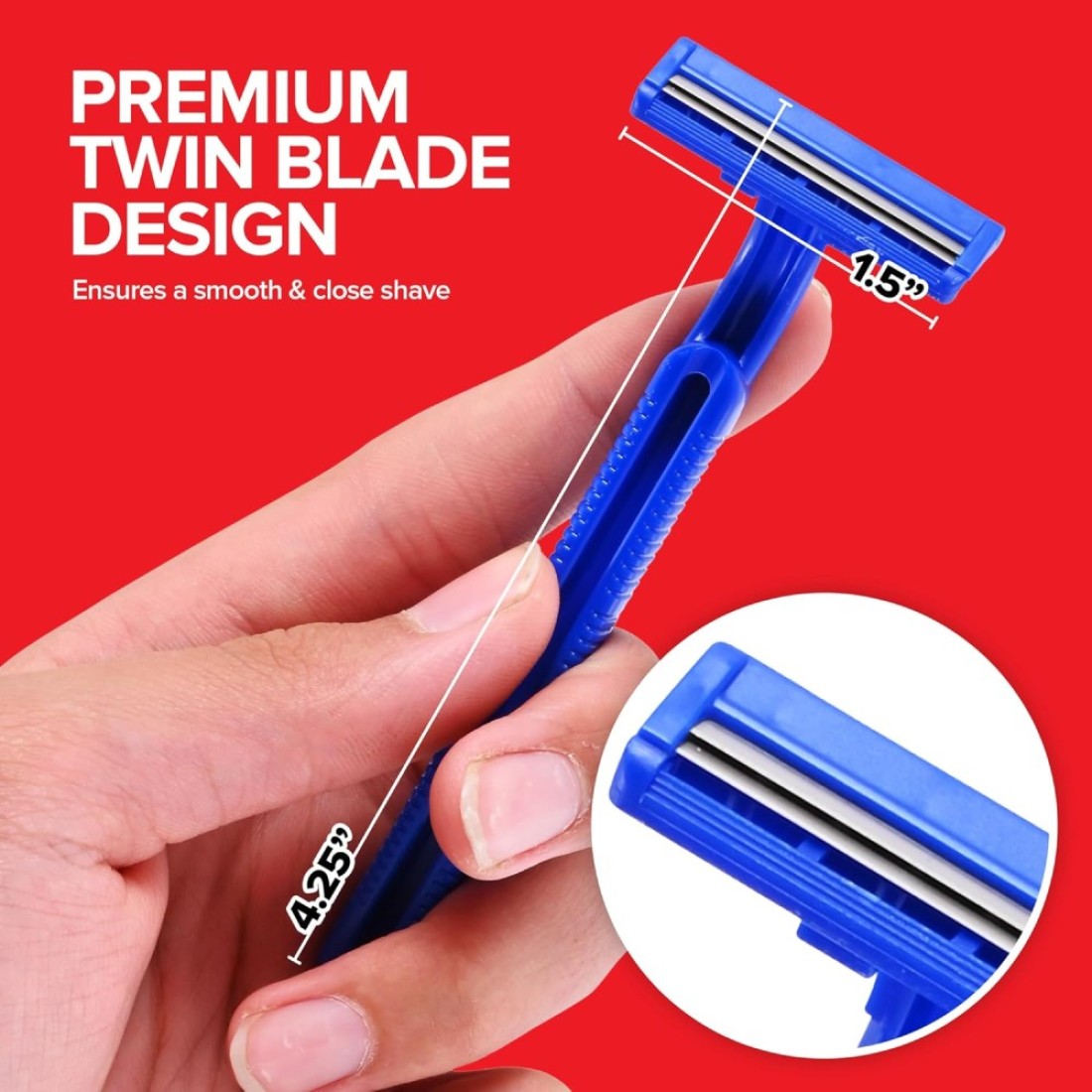 Bulk Disposable Razors (100 Count), Twin Blade Razors for Men and Women, Individually Wrapped Shaving Razor for Tattoo Equipment, Travel, Care Packs, BnB toiletries, and More, Mens Disposable Razors
