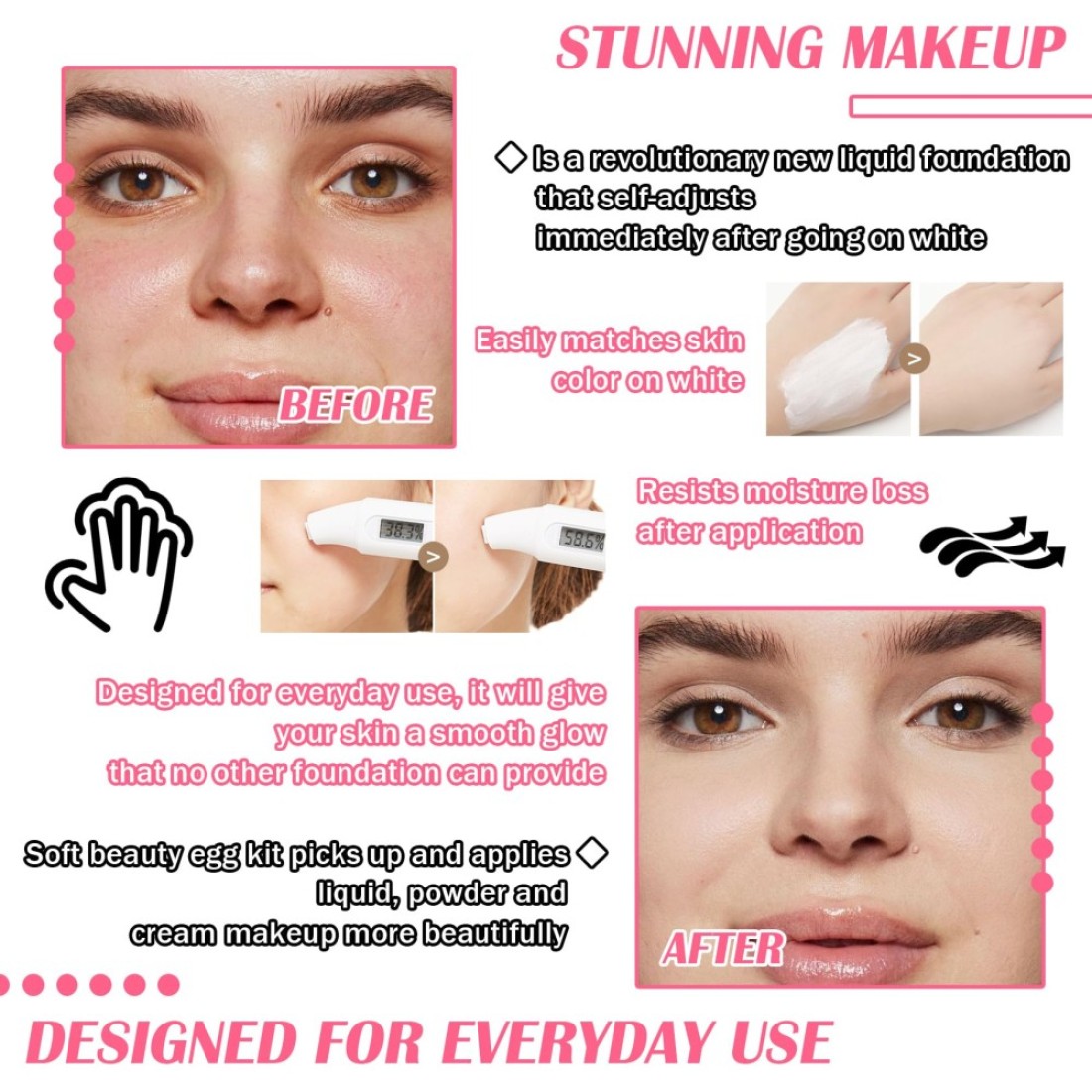 Color Changing Full Coverage Liquid Foundation Makeup Gift SetMoisturizing BB Cream for WomenFlawless Loose Setting Powder Face Primer Base Makeup Kit With Makeup Sponge