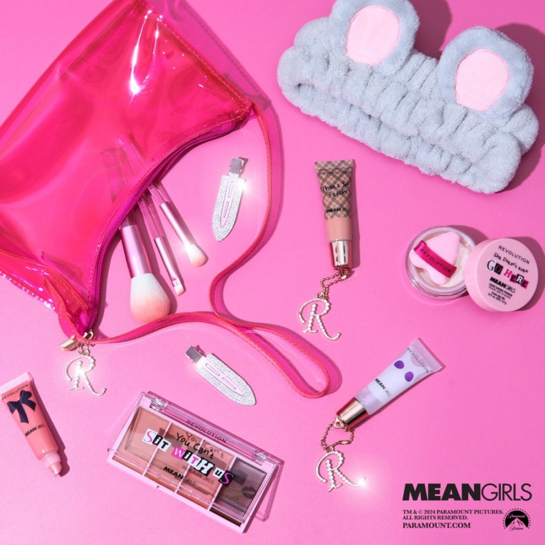 Revolution Beauty Mean Girls x Revolution The Plastics Mini Set Makeup Gift Set with Liquid Blush Lip Gloss Spray Eyeshadow Vegan CrueltyFree