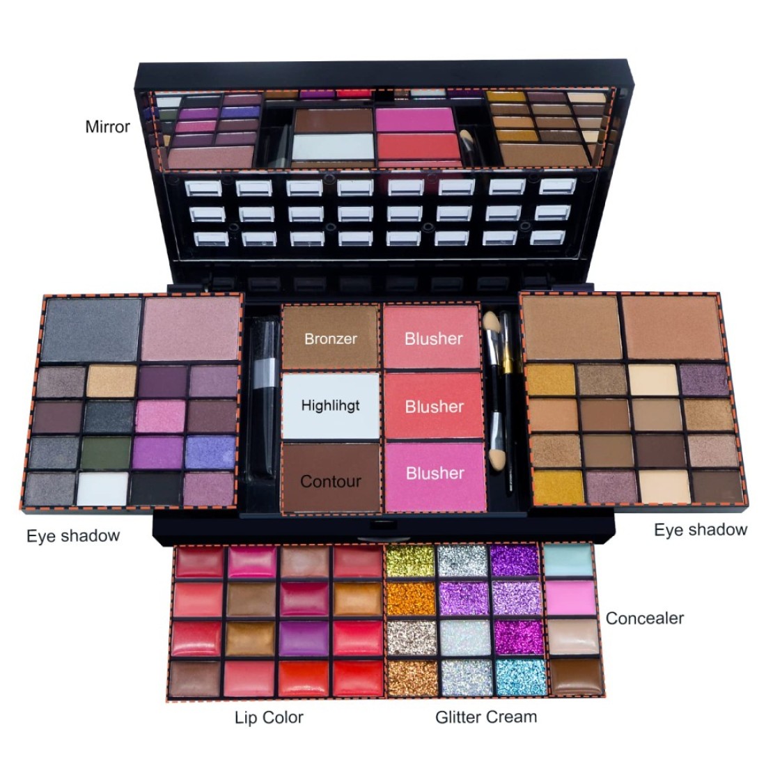 All in One Makeup Kit for Women Full Kit 74 Colors Professional Makeup Gift Set Include 36 Eyeshadow 16 Lip Gloss 12 Glitter Cream 4 Concealer 3 Blusher 2 Highlight and Contour 1 Bronzer