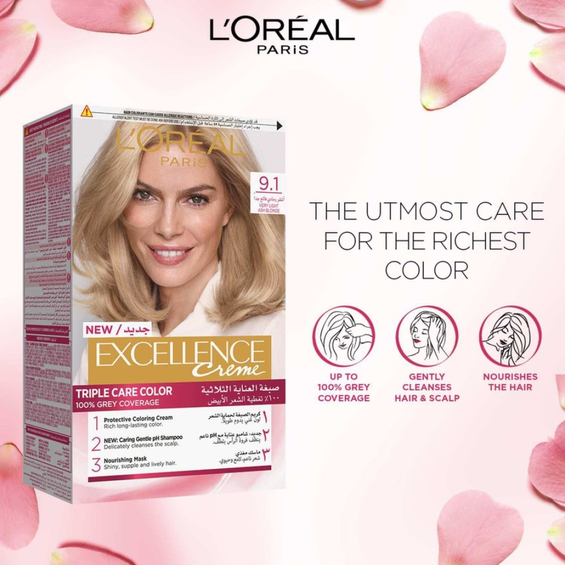 L&#39;Oreal Paris Excellence Cream Triple Care Permanent Hair Colour 9.1 Very Light Ash Blonde