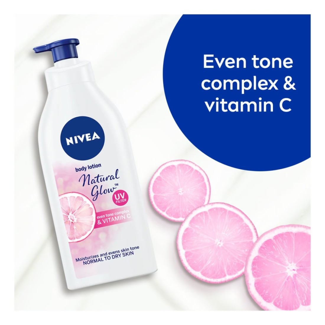 NIVEA Even Tone Body Lotion Natural Glow Complex &amp; Vitamin C UV Protection All Skin Types Jar 625ml