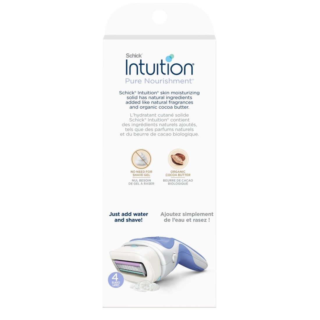 Schick Intuition Pure Nourishment Razors for Women 1 Razor 2 Intuition Razor Blades Refill with Organic Cocoa Butter
