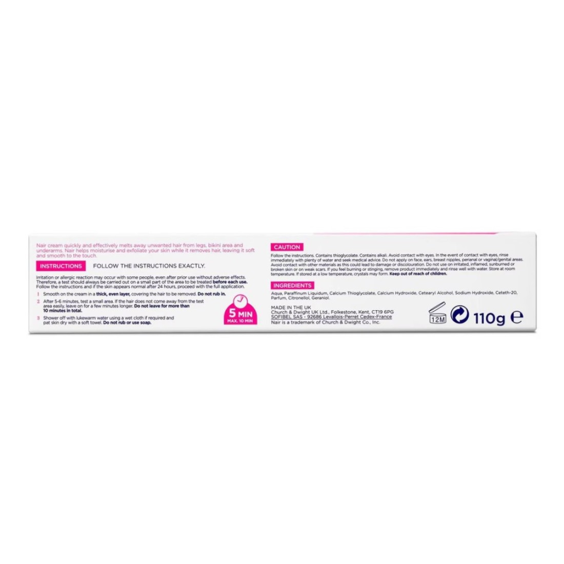 Nair Hair Remover Rose Fragrance Cream White 110g Pack of 2